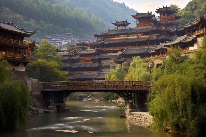 贵州西江千户苗寨小桥流水古建筑群摄影真实,高清,摄影图,摄影图片,图片大全,摄影图免费下载